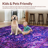 Ultra Soft Area Rug, Non Slip, Stain Resistant, Washable Area Rugs for Living Room, Bedroom, Boho Floral Tapestry Aesthetic(Blue)