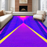Ultra Soft Area Rug, Non Slip, Stain Resistant, Washable Area Rugs for Living Room, Bedroom, Eclectic Futuristic Wave Motif(Purple)