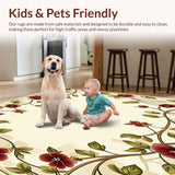 Ultra Soft Area Rug, Non Slip, Stain Resistant, Washable Area Rugs for Living Room, Bedroom, Artisan Geo Flora Area with Rich Burgundy Olive and Beige Accents(Beige)