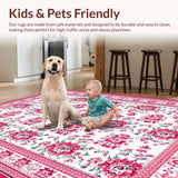 Ultra Soft Area Rug, Non Slip, Stain Resistant, Washable Area Rugs for Living Room, Bedroom, Chic Cottage Garden Aesthetic(White)