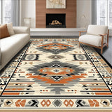 Ultra Soft Area Rug, Non Slip, Stain Resistant, Washable Area Rugs for Living Room, Bedroom, Stylish Abstract Cultural Influence(Orange)