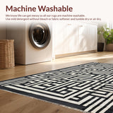 Ultra Soft Area Rug, Non Slip, Stain Resistant, Washable Area Rugs for Living Room, Bedroom, Monochromatic Maze: Modern Black And White Striped Rug(Black)