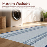 Ultra Soft Area Rug, Non Slip, Stain Resistant, Washable Area Rugs for Living Room, Bedroom, Luxurious Navy Tiled Arrangement(White)