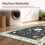 Ultra Soft Area Rug, Non Slip, Stain Resistant, Washable Area Rugs for Living Room, Bedroom, Striking Vintage Ethnic Accents(Black)
