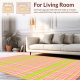 Ultra Soft Area Rug, Non Slip, Stain Resistant, Washable Area Rugs for Living Room, Bedroom, Chic Earthy Toned Geometric Style(Pink)