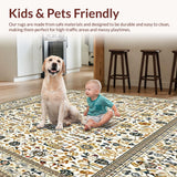 Ultra Soft Area Rug, Non Slip, Stain Resistant, Washable Area Rugs for Living Room, Bedroom, Boho Tan Fluffy for(White)