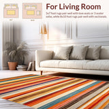 Ultra Soft Area Rug, Non Slip, Stain Resistant, Washable Area Rugs for Living Room, Bedroom, Vibrant Earth Tone Patterns(Orange)
