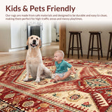Ultra Soft Area Rug, Non Slip, Stain Resistant, Washable Area Rugs for Living Room, Bedroom, Chic Multicolor Medallion Style(Red)
