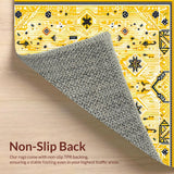 Ultra Soft Area Rug, Non Slip, Stain Resistant, Washable Area Rugs for Living Room, Bedroom, Elegant Cozy Medallion Design(Yellow)