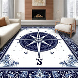 Ultra Soft Area Rug, Non Slip, Stain Resistant, Washable Area Rugs for Living Room, Bedroom, Beachy Compass Rug(Blue)
