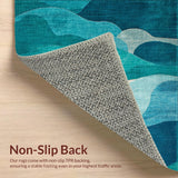Ultra Soft Area Rug, Non Slip, Stain Resistant, Washable Area Rugs for Living Room, Bedroom, Tropical Wave Rider Paradise Surf Carpet with Coastal Palms Ocean Design(Blue)