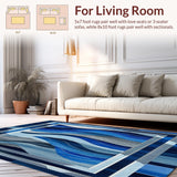 Intricate Geometric Wave Area with Modern Abstract Design(Blue)