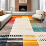 Ultra Soft Area Rug, Non Slip, Stain Resistant, Washable Area Rugs for Living Room, Bedroom, Boho Chic Area with Colorful Rainbow Geometric Shapes for Versatile Style(Orange)