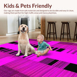 Ultra Soft Area Rug, Non Slip, Stain Resistant, Washable Area Rugs for Living Room, Bedroom, Funky Artistic Striped Design(Pink)