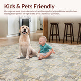 Ultra Soft Area Rug, Non Slip, Stain Resistant, Washable Area Rugs for Living Room, Bedroom, Rustic Earthy Toned Vine Motif(Gray)