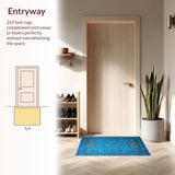Contemporary Blue Orange Tiled Elegance(Blue)
