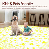 Ultra Soft Area Rug, Non Slip, Stain Resistant, Washable Area Rugs for Living Room, Bedroom, Bright Cheerful Daisy Composition(Yellow)