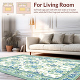 Ultra Soft Area Rug, Non Slip, Stain Resistant, Washable Area Rugs for Living Room, Bedroom, Chic Vintage Botanical Lace Pattern(White)
