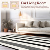 Ultra Soft Area Rug, Non Slip, Stain Resistant, Washable Area Rugs for Living Room, Bedroom, Handcrafted Classic Dual-Tone Woven Rug With Contemporary Linear Design(Black)