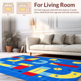 Ultra Soft Area Rug, Non Slip, Stain Resistant, Washable Area Rugs for Living Room, Bedroom, Whimsical Animal Character Theme(Blue)