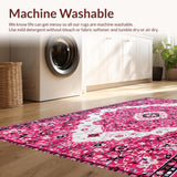 Ultra Soft Area Rug, Non Slip, Stain Resistant, Washable Area Rugs for Living Room, Bedroom, Pink Boho Vintage Playroom Carpet with Non-Slip Design(Pink)