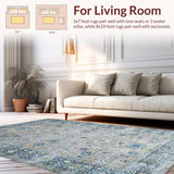 Ultra Soft Area Rug, Non Slip, Stain Resistant, Washable Area Rugs for Living Room, Bedroom, Elegant Transitional Gray Medallion(Gray)