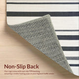 Braided Stripe Black White Farmhouse Style Reversible(Beige)