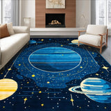 Ultra Soft Area Rug, Non Slip, Stain Resistant, Washable Area Rugs for Living Room, Bedroom, Celestial Bright Starry Arrangement(Blue)