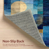 Ultra Soft Area Rug, Non Slip, Stain Resistant, Washable Area Rugs for Living Room, Bedroom, Boho Chic Gradient Mosaic Rug with Blue Gold Tones, Artistic Geometric Array(Blue)