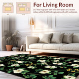 Ultra Soft Area Rug, Non Slip, Stain Resistant, Washable Area Rugs for Living Room, Bedroom, Lush Tropical Leaf Patterned Design(White)