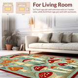 Ultra Soft Area Rug, Non Slip, Stain Resistant, Washable Area Rugs for Living Room, Bedroom, Artistic Blue and Brown Fungi Pattern(Blue)