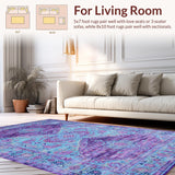 Ultra Soft Area Rug, Non Slip, Stain Resistant, Washable Area Rugs for Living Room, Bedroom, Elegant Violet Tiled Pattern(Blue)