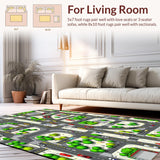 Ultra Soft Area Rug, Non Slip, Stain Resistant, Washable Area Rugs for Living Room, Bedroom, Whimsical Road Adventure Aesthetic(Gray)
