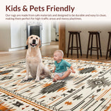 Ultra Soft Area Rug, Non Slip, Stain Resistant, Washable Area Rugs for Living Room, Bedroom, Southwest Tribal Ethnic Aesthetic(Orange)