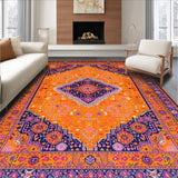 Ultra Soft Area Rug, Non Slip, Stain Resistant, Washable Area Rugs for Living Room, Bedroom, Chic Modern Layered Textures(Orange)