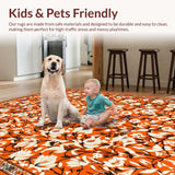 Ultra Soft Area Rug, Non Slip, Stain Resistant, Washable Area Rugs for Living Room, Bedroom, Rustic Colorful Picnic Inspiration(Orange)