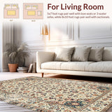 Ultra Soft Area Rug, Non Slip, Stain Resistant, Washable Area Rugs for Living Room, Bedroom, Artistic Abstract Ogee Arrangement(Beige)