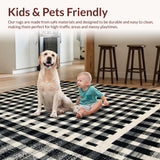 Ultra Soft Area Rug, Non Slip, Stain Resistant, Washable Area Rugs for Living Room, Bedroom, Vintage Inspired Checkerboard Aesthetic(Black)