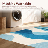 Ultra Soft Area Rug, Non Slip, Stain Resistant, Washable Area Rugs for Living Room, Bedroom, Sleek Contemporary Flowing Pattern(Blue)