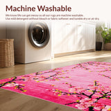 Ultra Soft Area Rug, Non Slip, Stain Resistant, Washable Area Rugs for Living Room, Bedroom, Lush Pastel Blossom Patterns(Pink)