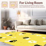 Ultra Soft Area Rug, Non Slip, Stain Resistant, Washable Area Rugs for Living Room, Bedroom, Nature-Infused Black and Yellow Style(Yellow)