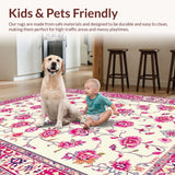 Ultra Soft Area Rug, Non Slip, Stain Resistant, Washable Area Rugs for Living Room, Bedroom, Modern Vibrant Linear Composition(Ivory)