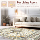 Ultra Soft Area Rug, Non Slip, Stain Resistant, Washable Area Rugs for Living Room, Bedroom, Geometric Speckled Beige(White)