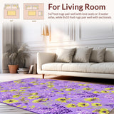 Ultra Soft Area Rug, Non Slip, Stain Resistant, Washable Area Rugs for Living Room, Bedroom, Luxurious Purple Petal Theme(Purple)