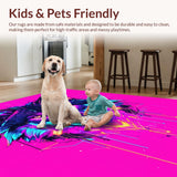 Ultra Soft Area Rug, Non Slip, Stain Resistant, Washable Area Rugs for Living Room, Bedroom, Energetic Urban Wolf Imagery(Pink)