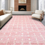 Ultra Soft Area Rug, Non Slip, Stain Resistant, Washable Area Rugs for Living Room, Bedroom, Preppy Pink Bow Pattern Scalloped Edge Rug(Pink)