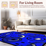 Ultra Soft Area Rug, Non Slip, Stain Resistant, Washable Area Rugs for Living Room, Bedroom, Funky Blue Circular Pop(Blue)