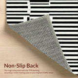 Ultra Soft Area Rug, Non Slip, Stain Resistant, Washable Area Rugs for Living Room, Bedroom, Sleek Modern Area Rug with Unique Striped Geometric Design(Black)