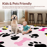 Ultra Soft Area Rug, Non Slip, Stain Resistant, Washable Area Rugs for Living Room, Bedroom, Adorable Furry Friends Print Style(Pink)