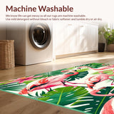 Ultra Soft Area Rug, Non Slip, Stain Resistant, Washable Area Rugs for Living Room, Bedroom, Non Shedding Tropical Pink Flamingo Pattern Rug(Pink)